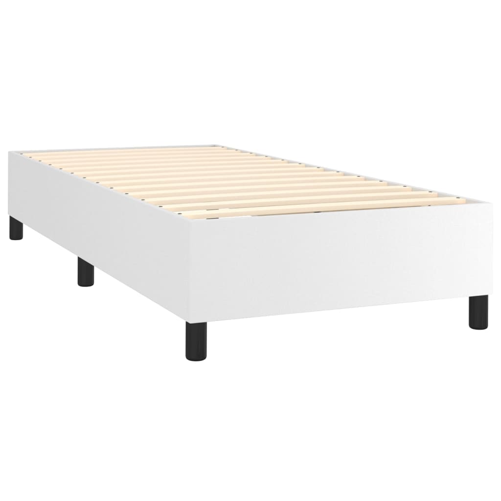 vidaXL Pat cu arcuri, saltea și LED, alb, 90x190 cm, piele ecologică vidaXL Pat cu arcuri, saltea și LED, alb, 90x190 cm, piele ecologică