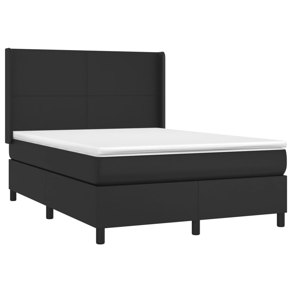 vidaXL Pat cu arcuri, saltea și LED, negru, 140x200cm, piele ecologică vidaXL Pat cu arcuri, saltea și LED, negru, 140x200cm, piele ecologică