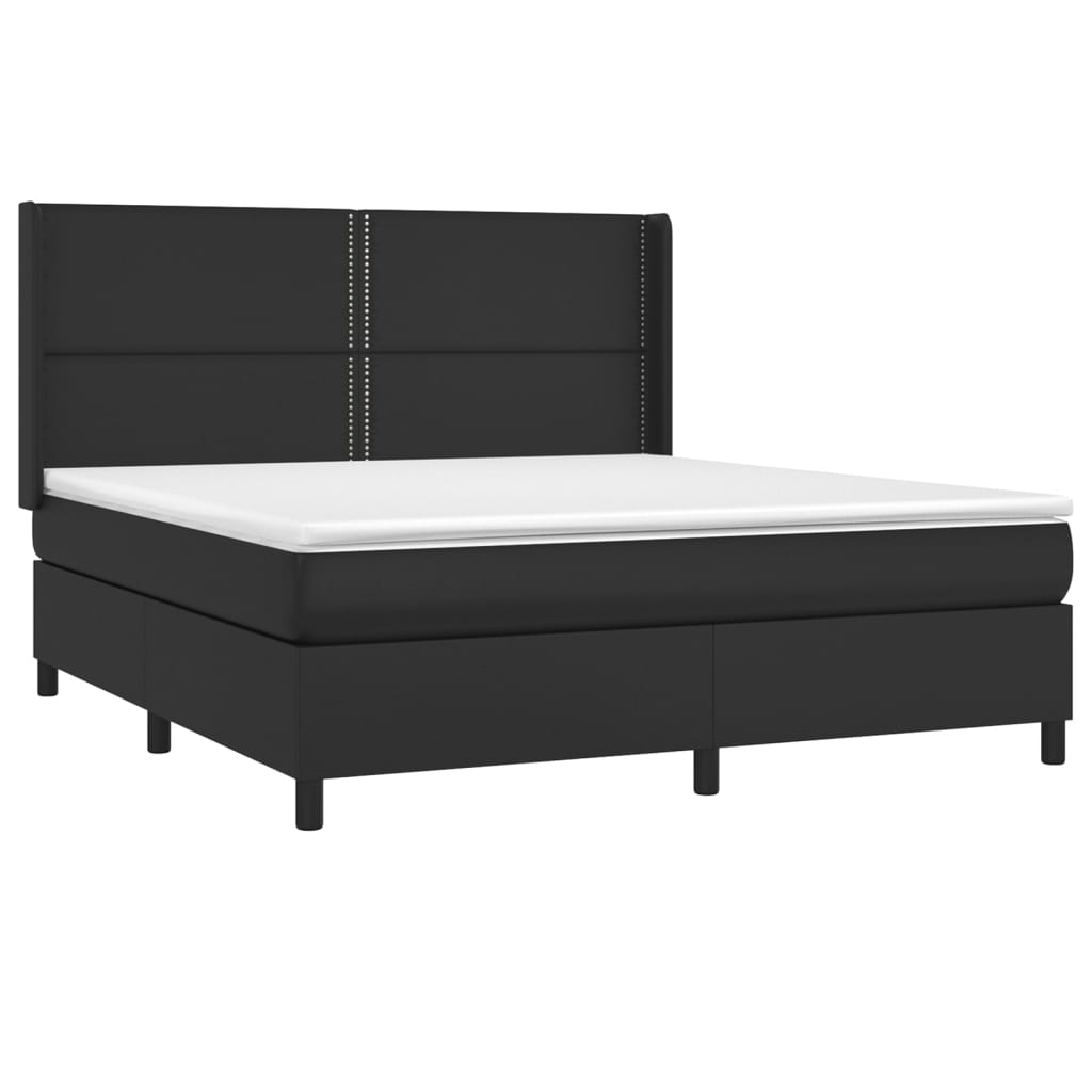 vidaXL Pat cu arcuri, saltea și LED, negru, 180x200cm, piele ecologică vidaXL Pat cu arcuri, saltea și LED, negru, 180x200cm, piele ecologică