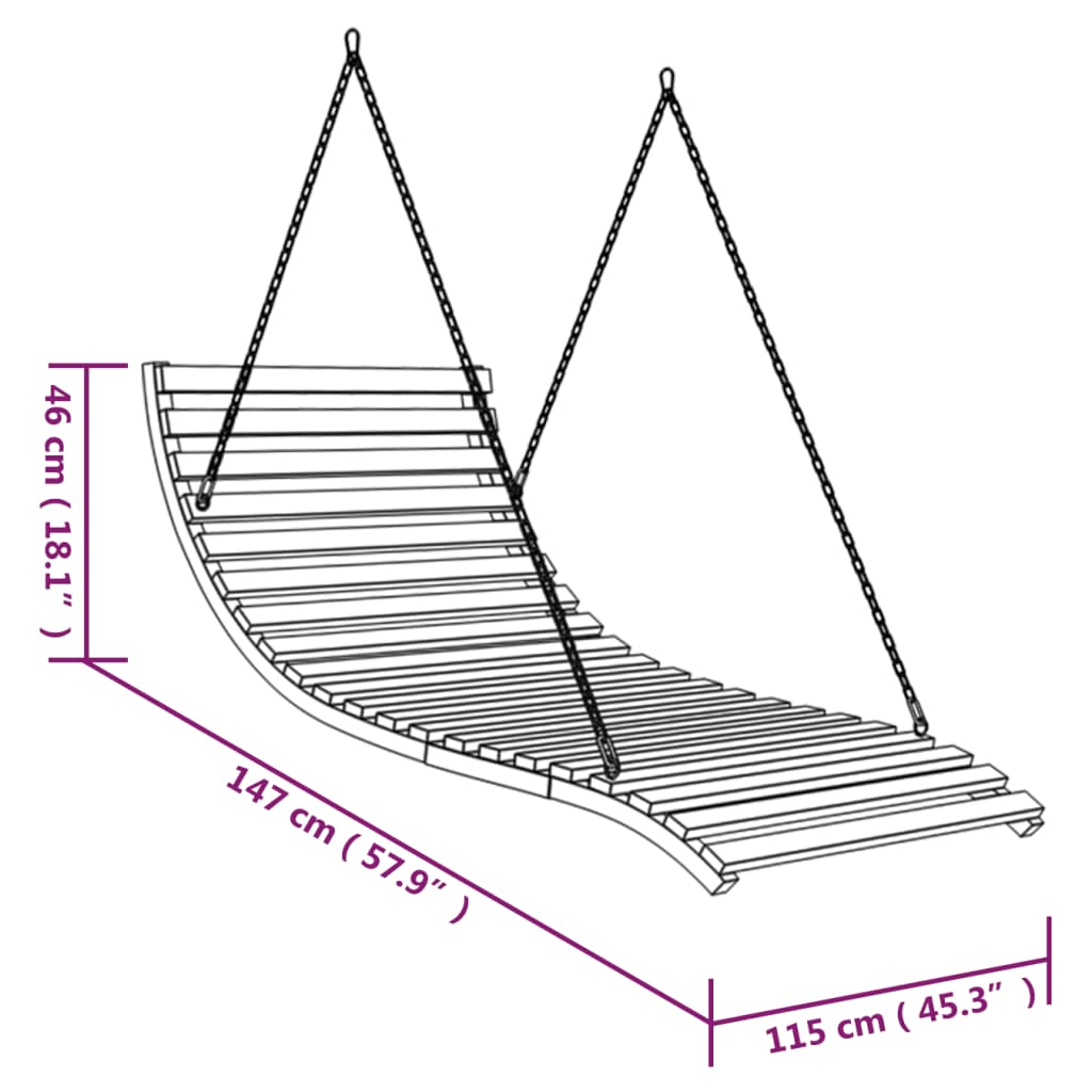 vidaXL Balansoar pat, 115x147x46 cm, lemn masiv curbat cu finisaj tec vidaXL Balansoar pat, 115x147x46 cm, lemn masiv curbat cu finisaj tec