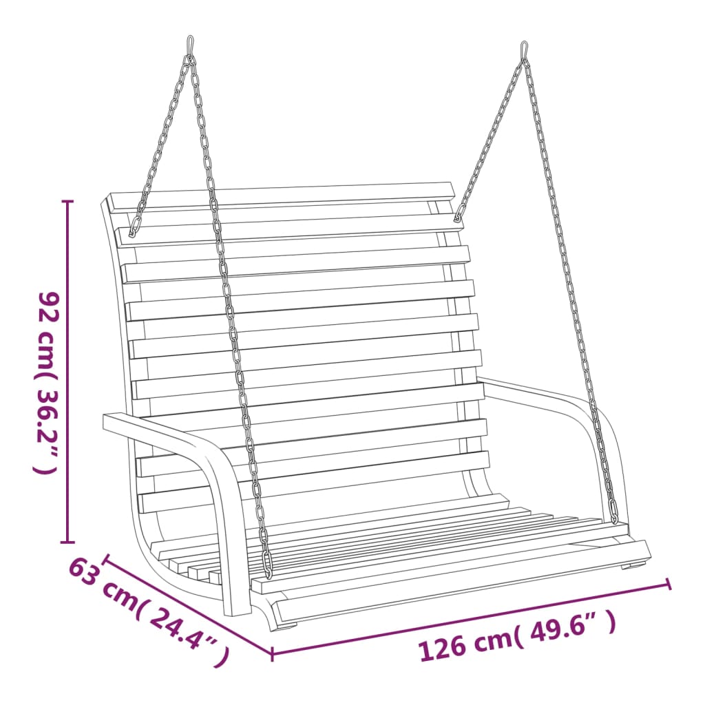 vidaXL Banchetă leagăn, 126x63x92 , lemn masiv curbat cu finisaj tec vidaXL Banchetă leagăn, 126x63x92 , lemn masiv curbat cu finisaj tec