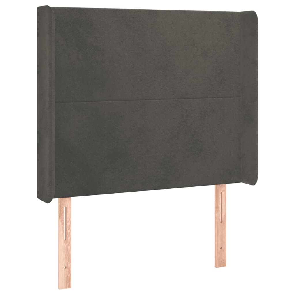 vidaXL Pat cu arcuri, saltea și LED, gri închis, 100x200 cm, catifea