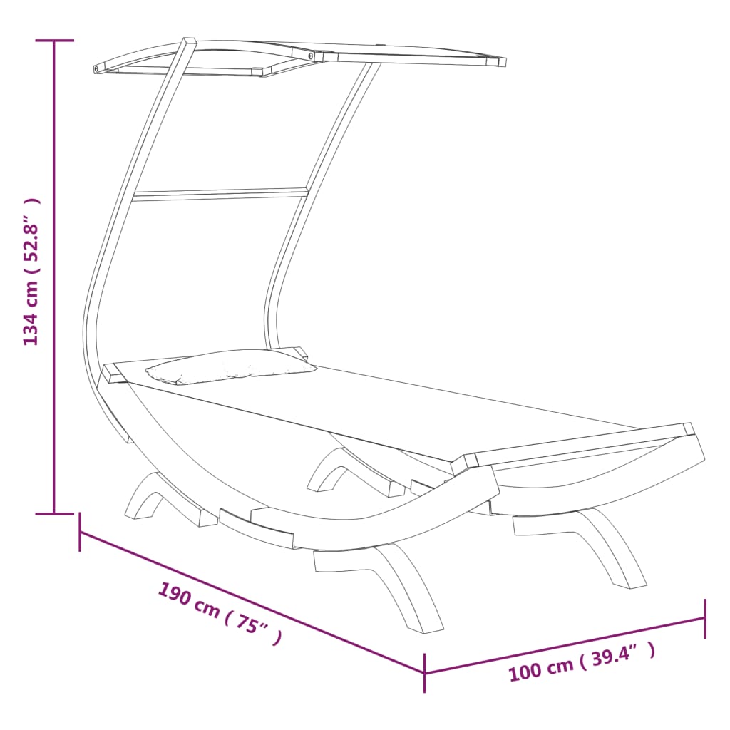 vidaXL Pat de exterior cu baldachin antracit 100x190x134 cm lemn masiv vidaXL Pat de exterior cu baldachin antracit 100x190x134 cm lemn masiv