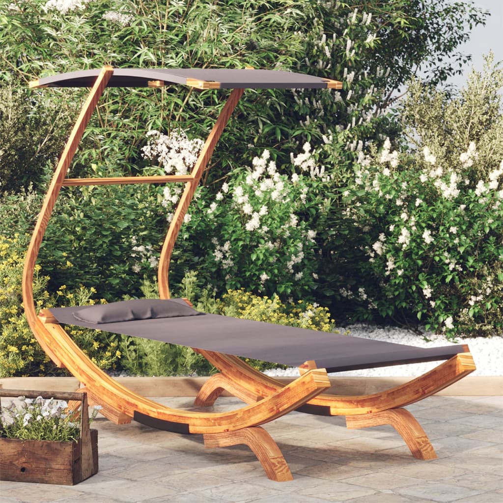 vidaXL Pat de exterior cu baldachin antracit 100x190x134 cm lemn masiv vidaXL Pat de exterior cu baldachin antracit 100x190x134 cm lemn masiv