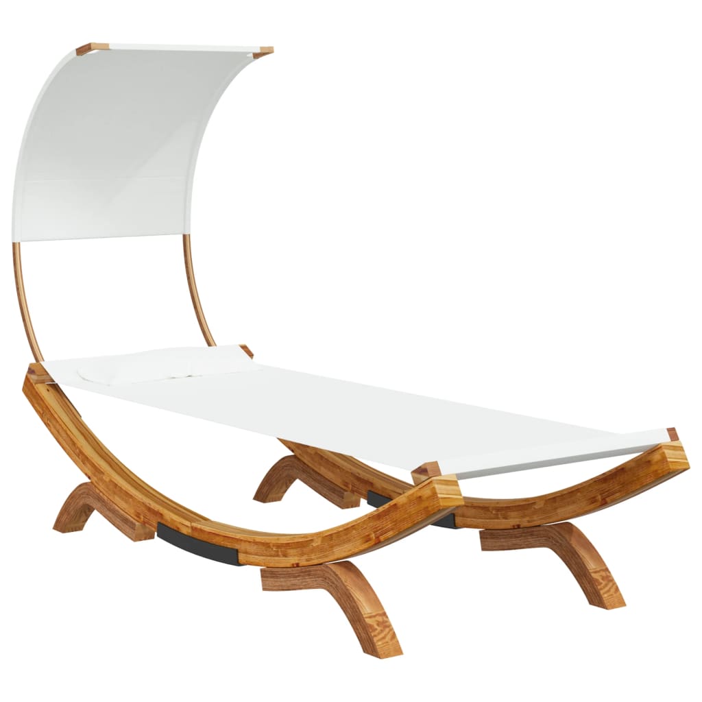 vidaXL Pat de exterior cu baldachin, crem, 100x200x126 cm, lemn masiv vidaXL Pat de exterior cu baldachin, crem, 100x200x126 cm, lemn masiv