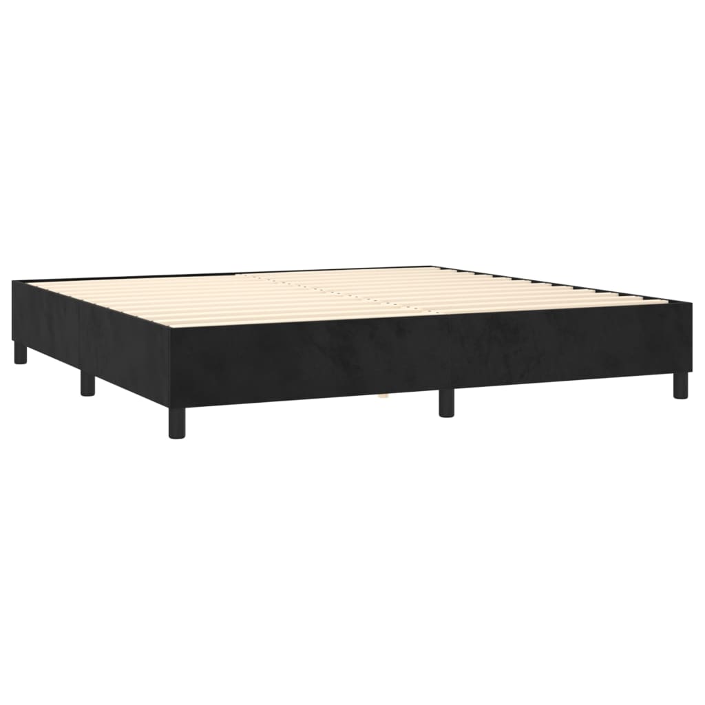 vidaXL Pat cu arcuri, saltea și LED, negru, 200x200 cm, catifea