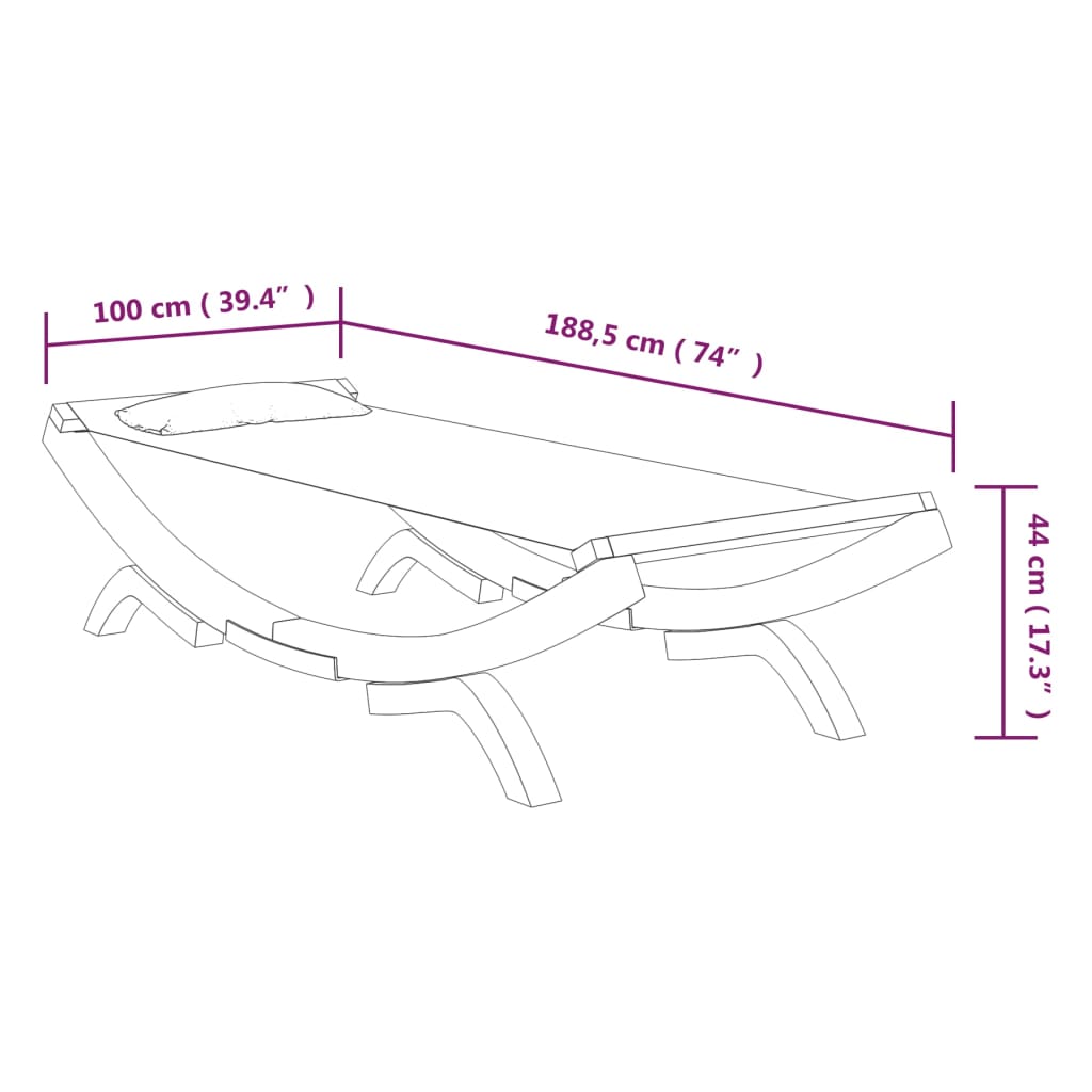 vidaXL Pat de exterior, antracit, 100x188,5x44 cm, lemn masiv curbat vidaXL Pat de exterior, antracit, 100x188,5x44 cm, lemn masiv curbat