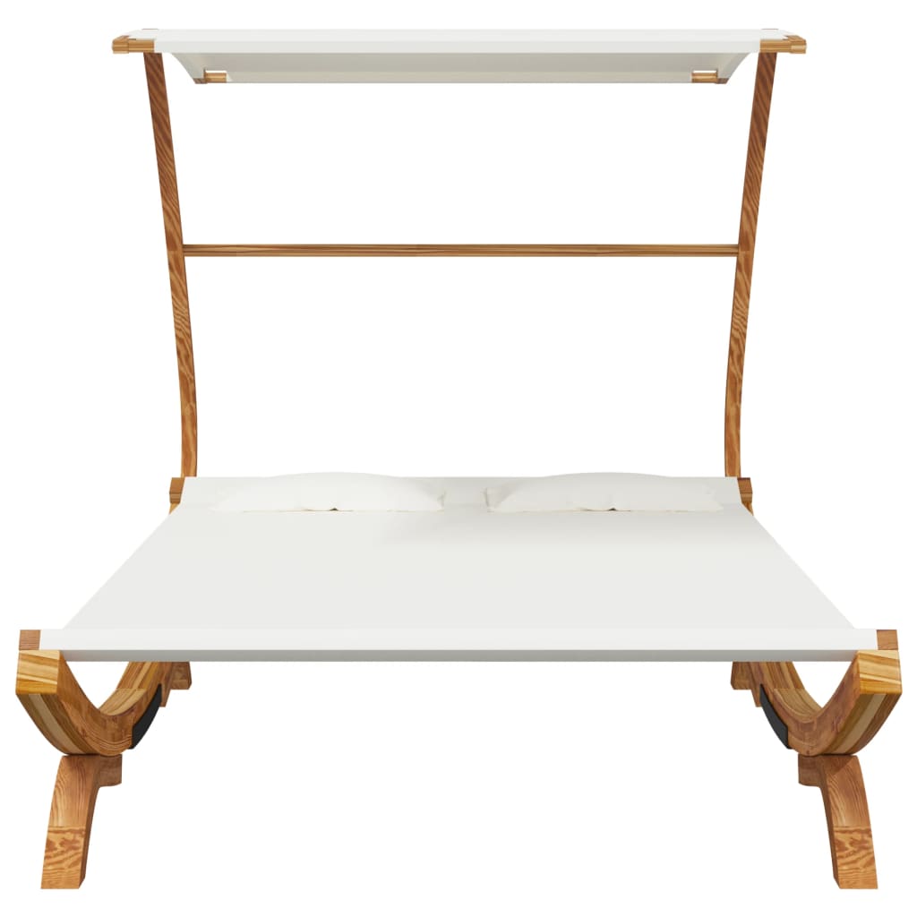 vidaXL Pat de exterior cu baldachin, crem, 165x203x138 cm, lemn masiv vidaXL Pat de exterior cu baldachin, crem, 165x203x138 cm, lemn masiv