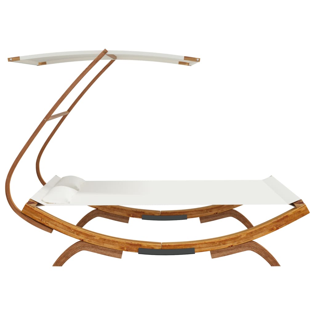 vidaXL Pat de exterior cu baldachin, crem, 165x203x138 cm, lemn masiv vidaXL Pat de exterior cu baldachin, crem, 165x203x138 cm, lemn masiv