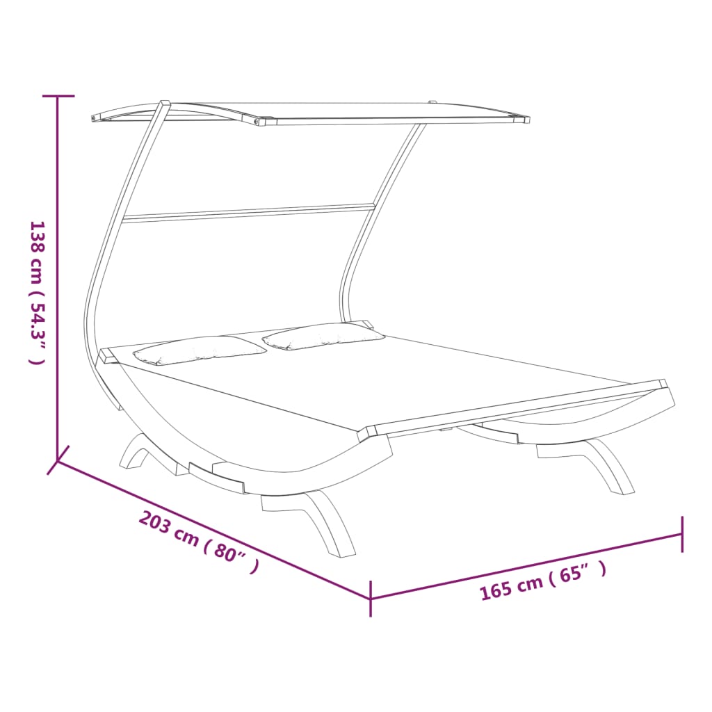 vidaXL Pat de exterior cu baldachin, crem, 165x203x138 cm, lemn masiv vidaXL Pat de exterior cu baldachin, crem, 165x203x138 cm, lemn masiv