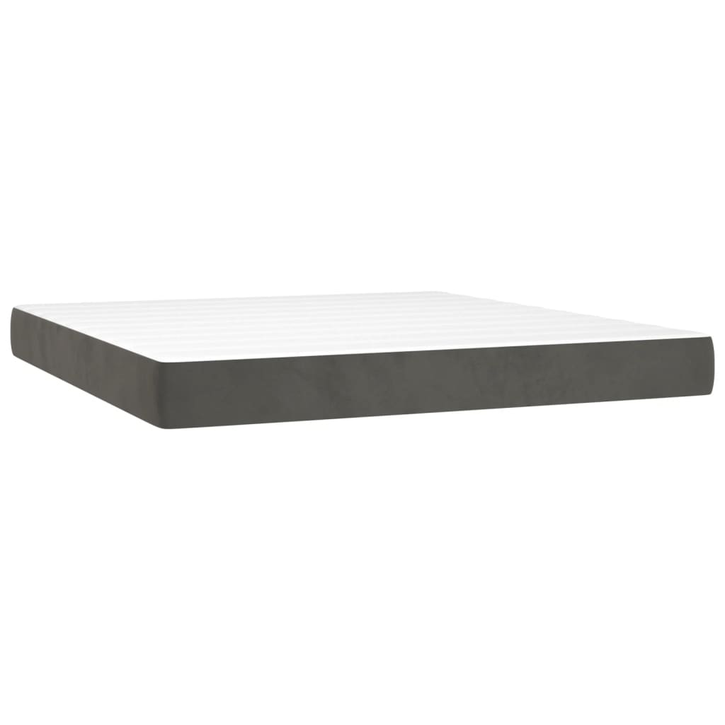 vidaXL Pat cu arcuri, saltea și LED, gri închis, 180x200 cm, catifea