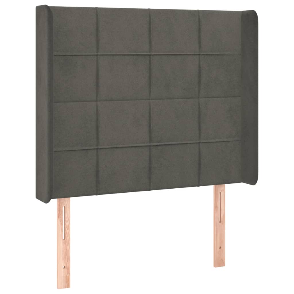 vidaXL Pat cu arcuri, saltea și LED, gri închis, 90x190 cm, catifea