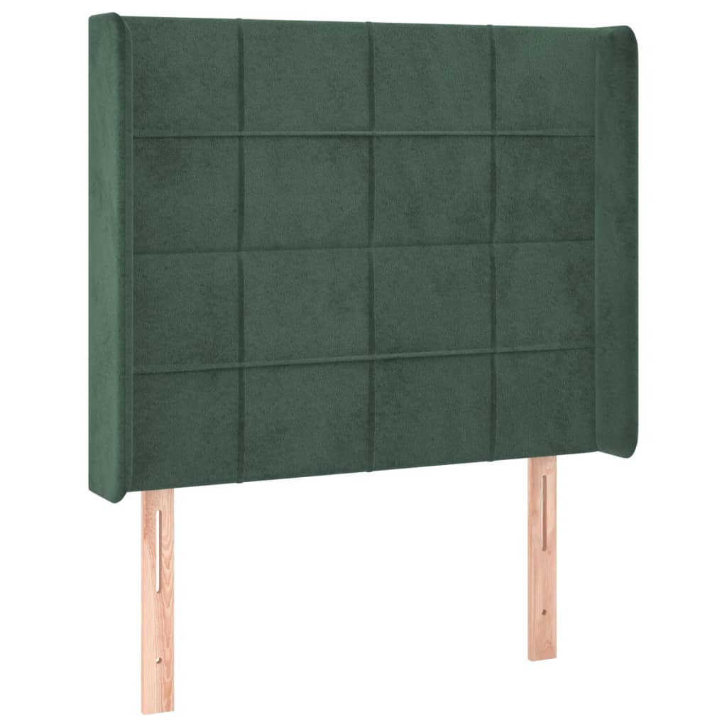 vidaXL Pat cu arcuri, saltea și LED, verde, 90x200 cm, catifea
