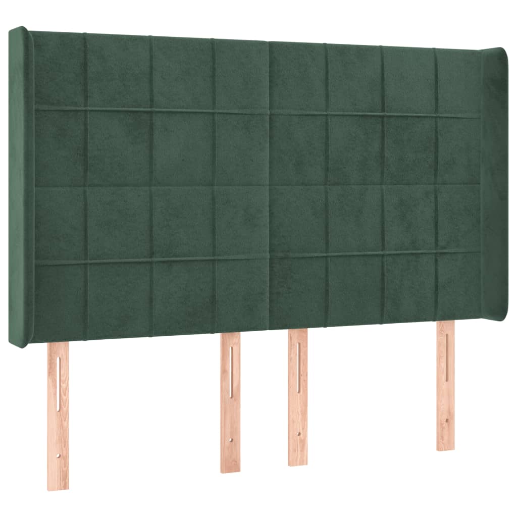 vidaXL Pat cu arcuri, saltea și LED, verde închis, 140x190 cm, catifea vidaXL Pat cu arcuri, saltea și LED, verde închis, 140x190 cm, catifea