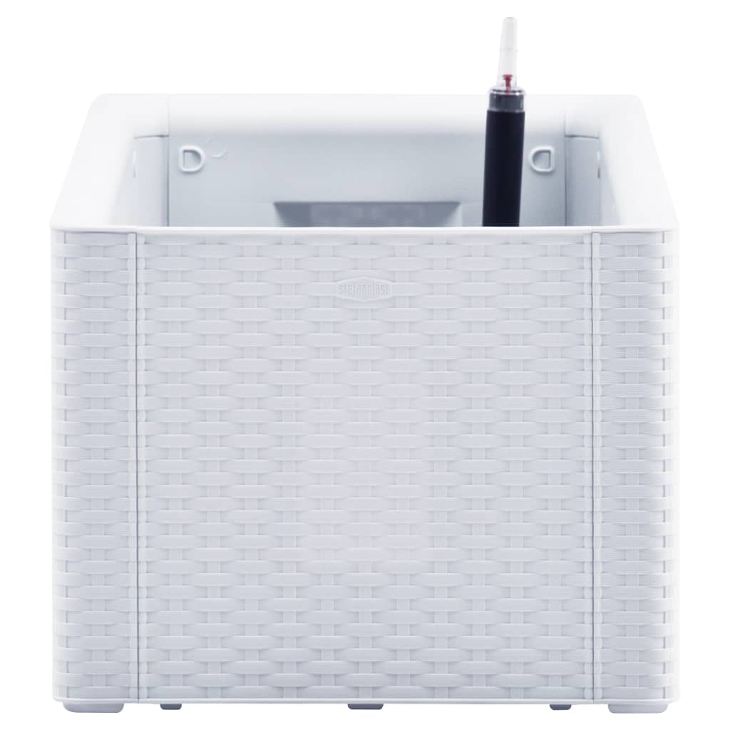 vidaXL Strat înălțat grădină cu sistem auto-udare, alb, 100x43x33 cm