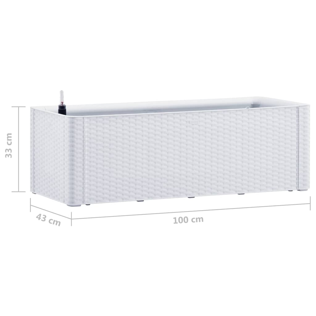 vidaXL Strat înălțat grădină cu sistem auto-udare, alb, 100x43x33 cm