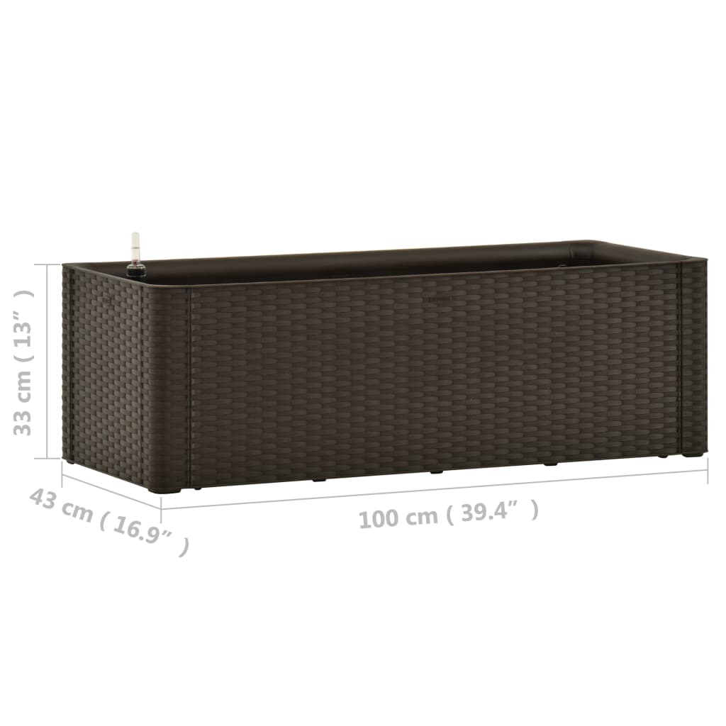 vidaXL Strat înălțat grădină sistem automat udare cafeniu 100x43x33 cm vidaXL Strat înălțat grădină sistem automat udare cafeniu 100x43x33 cm