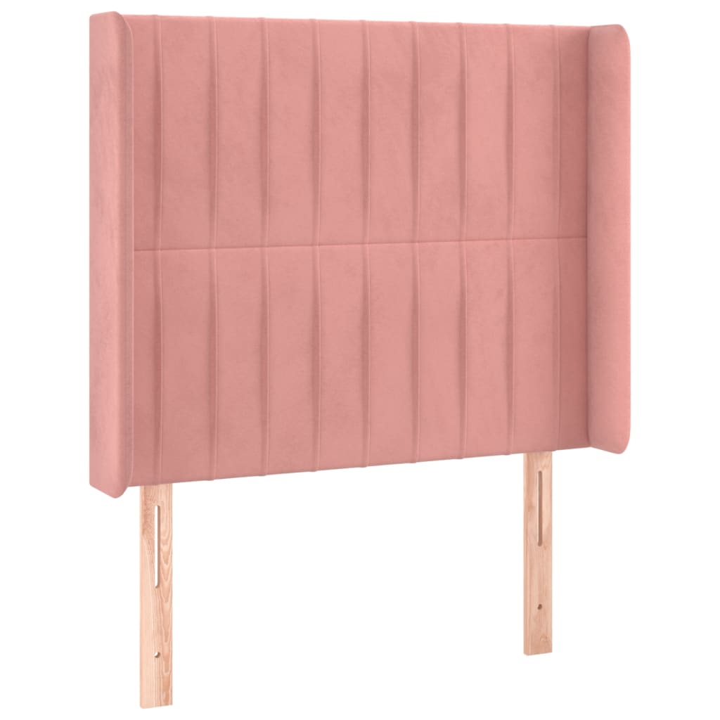 vidaXL Pat cu arcuri, saltea și LED, roz, 90x190 cm, catifea