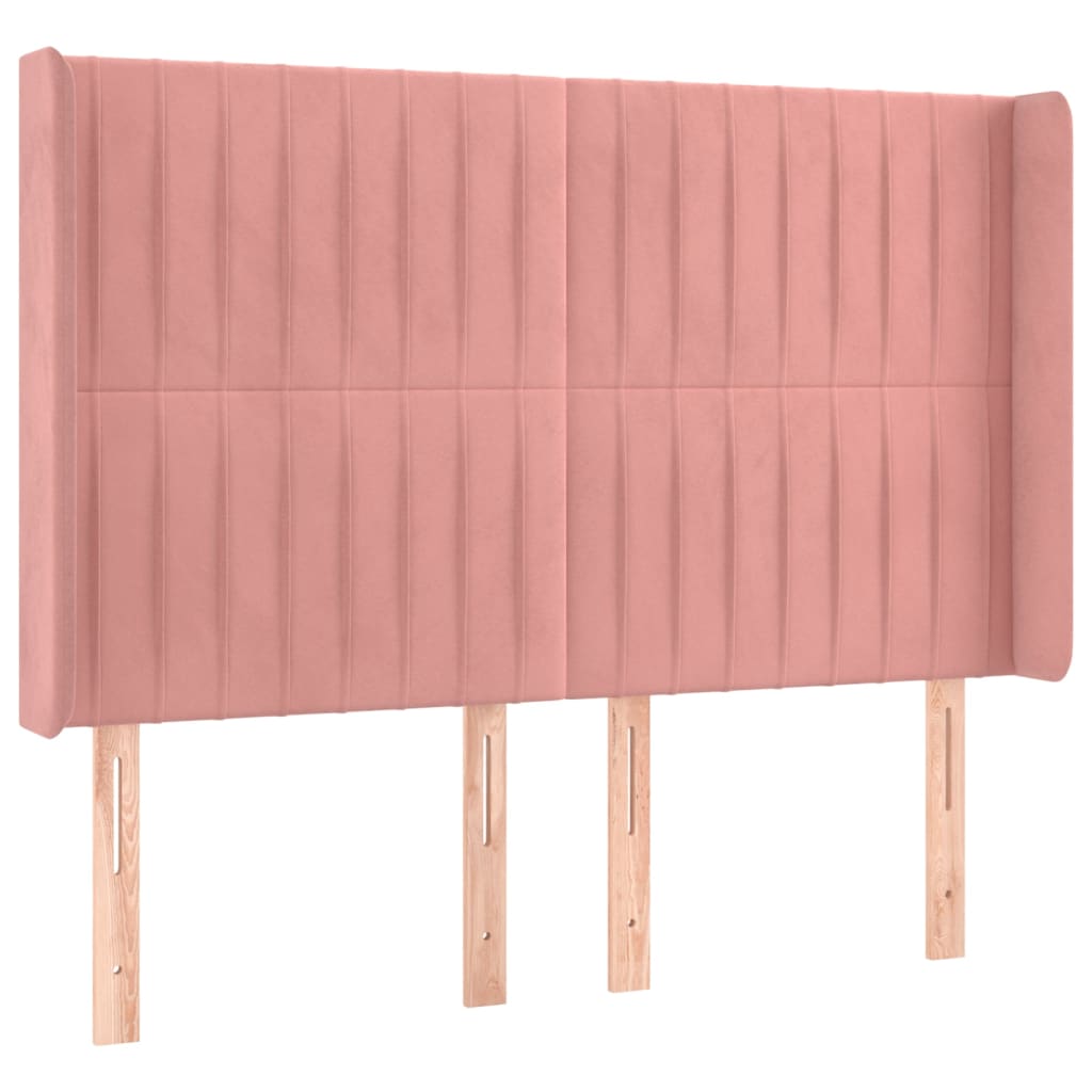 vidaXL Pat cu arcuri, cu saltea și LED, roz, 140x190 cm catifea