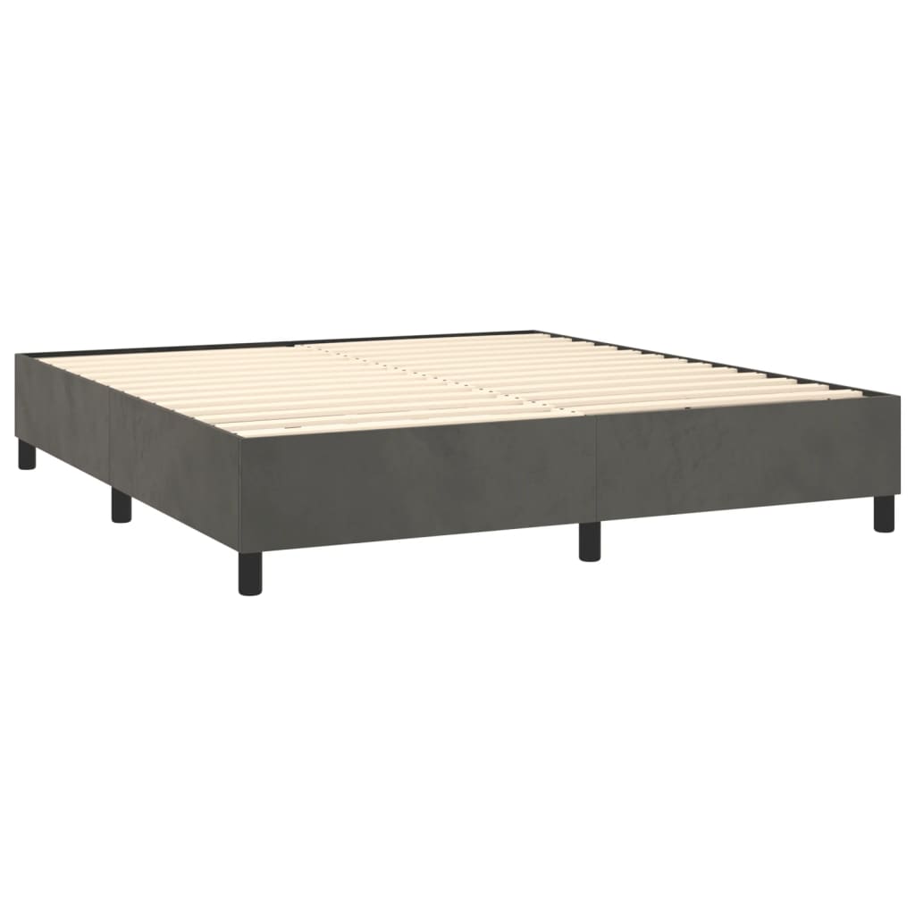 vidaXL Pat cu arcuri, saltea și LED, gri închis, 160x200 cm, catifea vidaXL Pat cu arcuri, saltea și LED, gri închis, 160x200 cm, catifea
