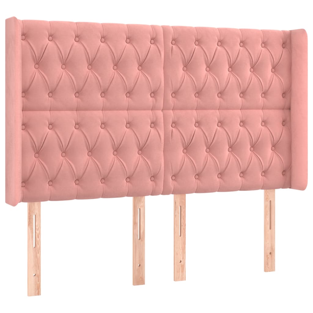 vidaXL Pat cu arcuri, cu saltea și LED, roz, 140x190 cm catifea