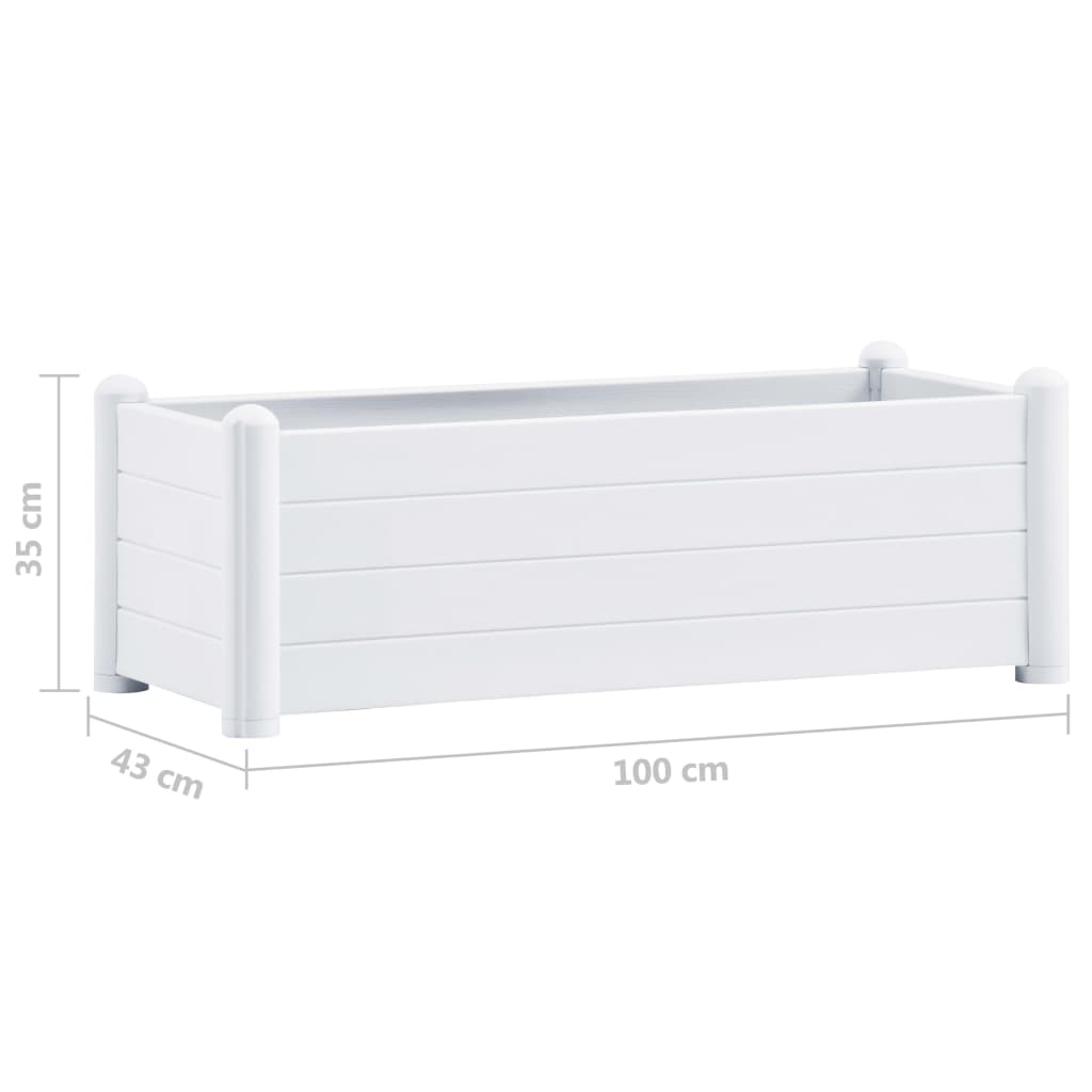 vidaXL Strat înălțat de grădină, alb, 100 x 43 x 35 cm, PP vidaXL Strat înălțat de grădină, alb, 100 x 43 x 35 cm, PP