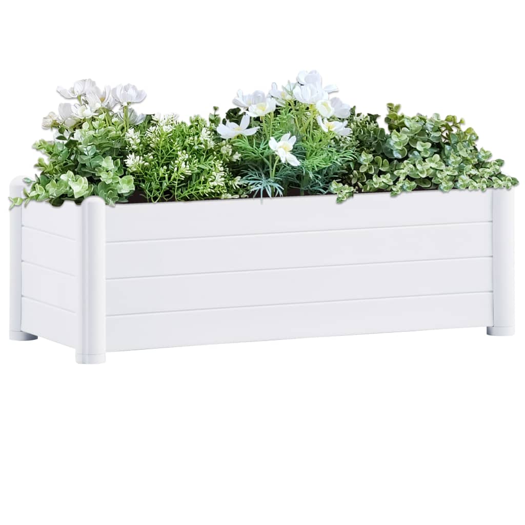 vidaXL Strat înălțat de grădină, alb, 100 x 43 x 35 cm, PP vidaXL Strat înălțat de grădină, alb, 100 x 43 x 35 cm, PP