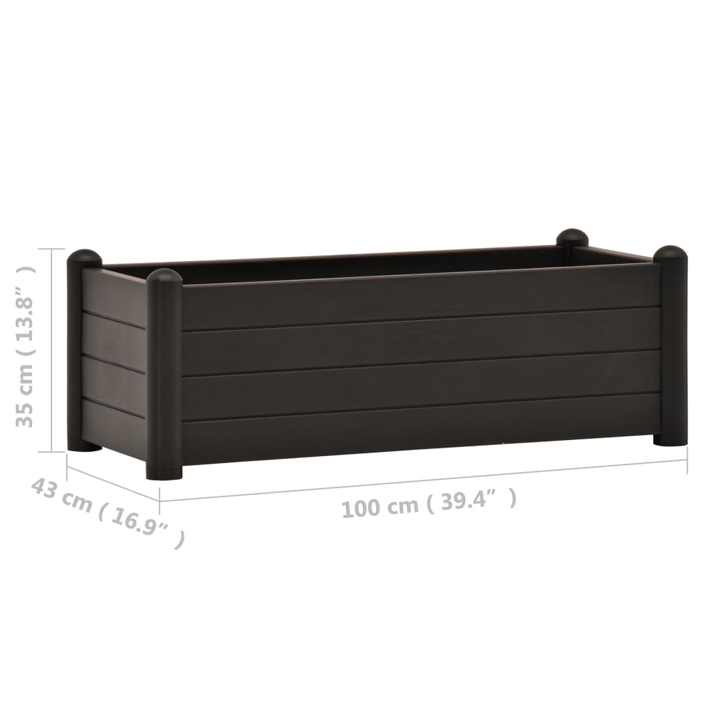 vidaXL Strat înălțat de grădină, antracit, 100 x 43 x 35 cm, PP