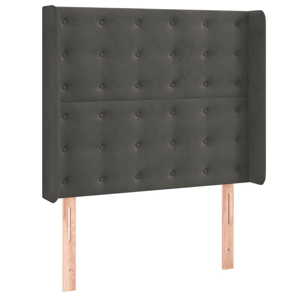 vidaXL Pat cu arcuri, saltea și LED, gri închis, 90x190 cm, catifea