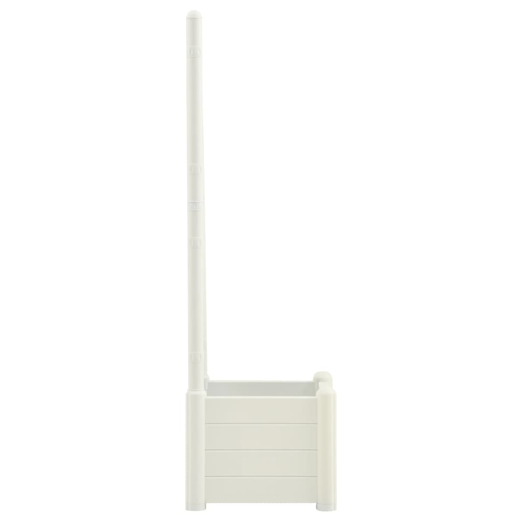 vidaXL Jardinieră de grădină cu spalier, alb, 43x43x142 cm, PP