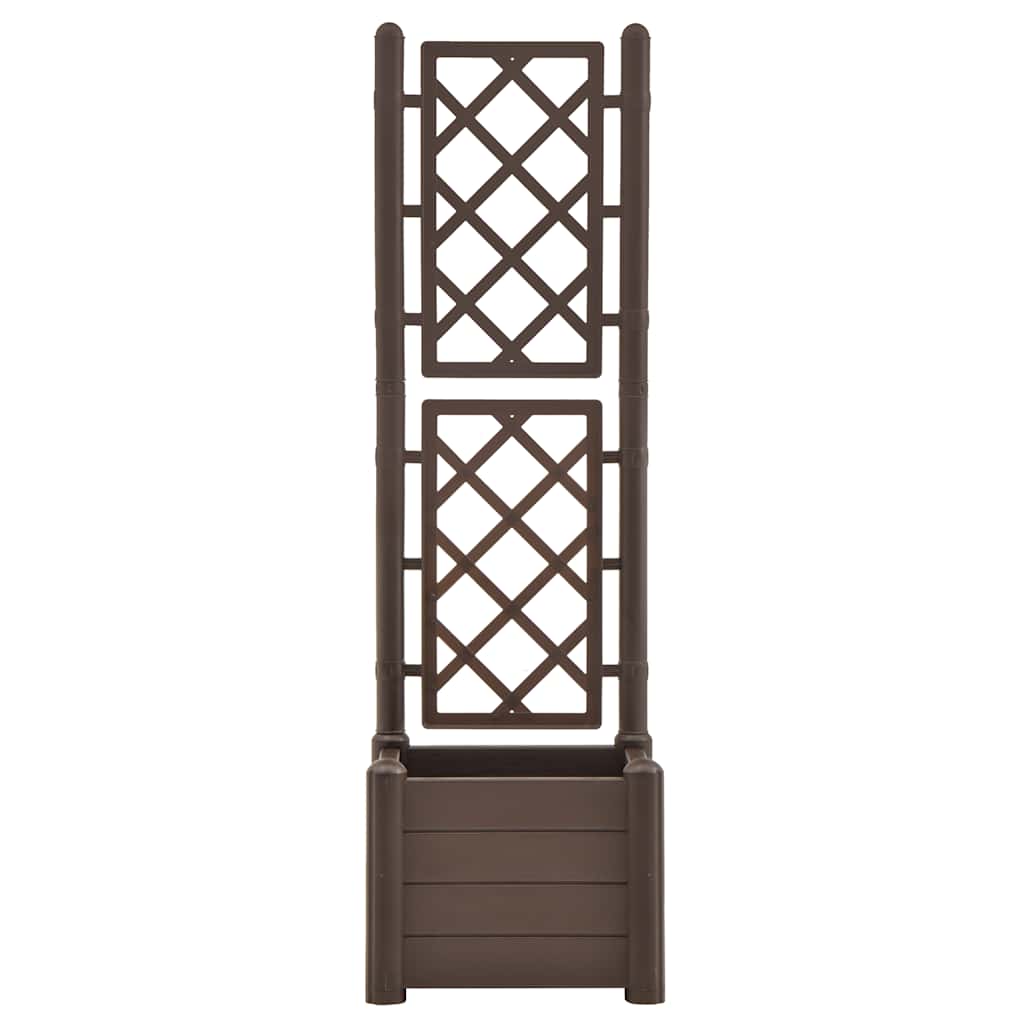 vidaXL Jardinieră de grădină cu spalier, cafeniu, 43x43x142 cm, PP