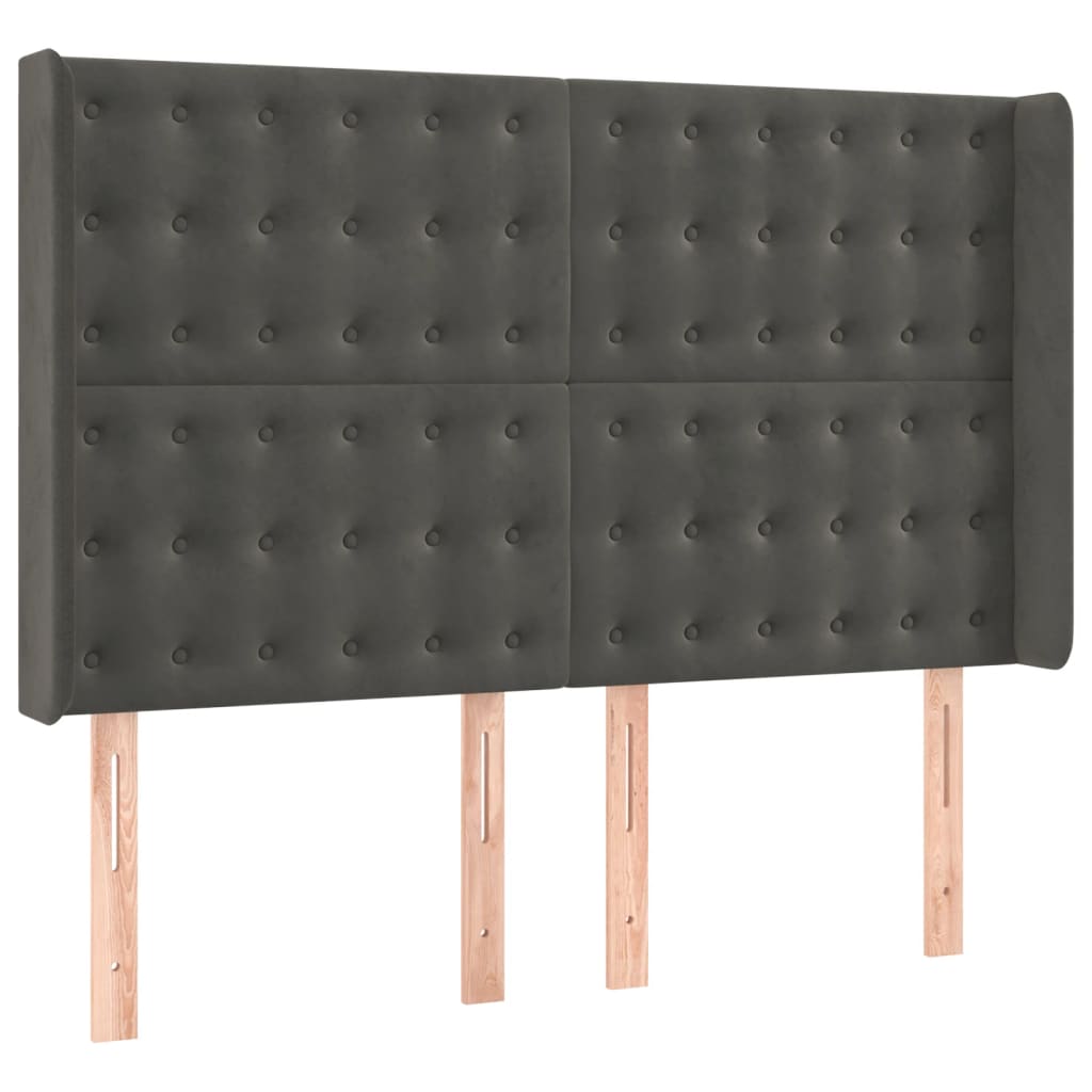 vidaXL Pat cu arcuri, saltea și LED, gri închis, 140x200 cm, catifea vidaXL Pat cu arcuri, saltea și LED, gri închis, 140x200 cm, catifea