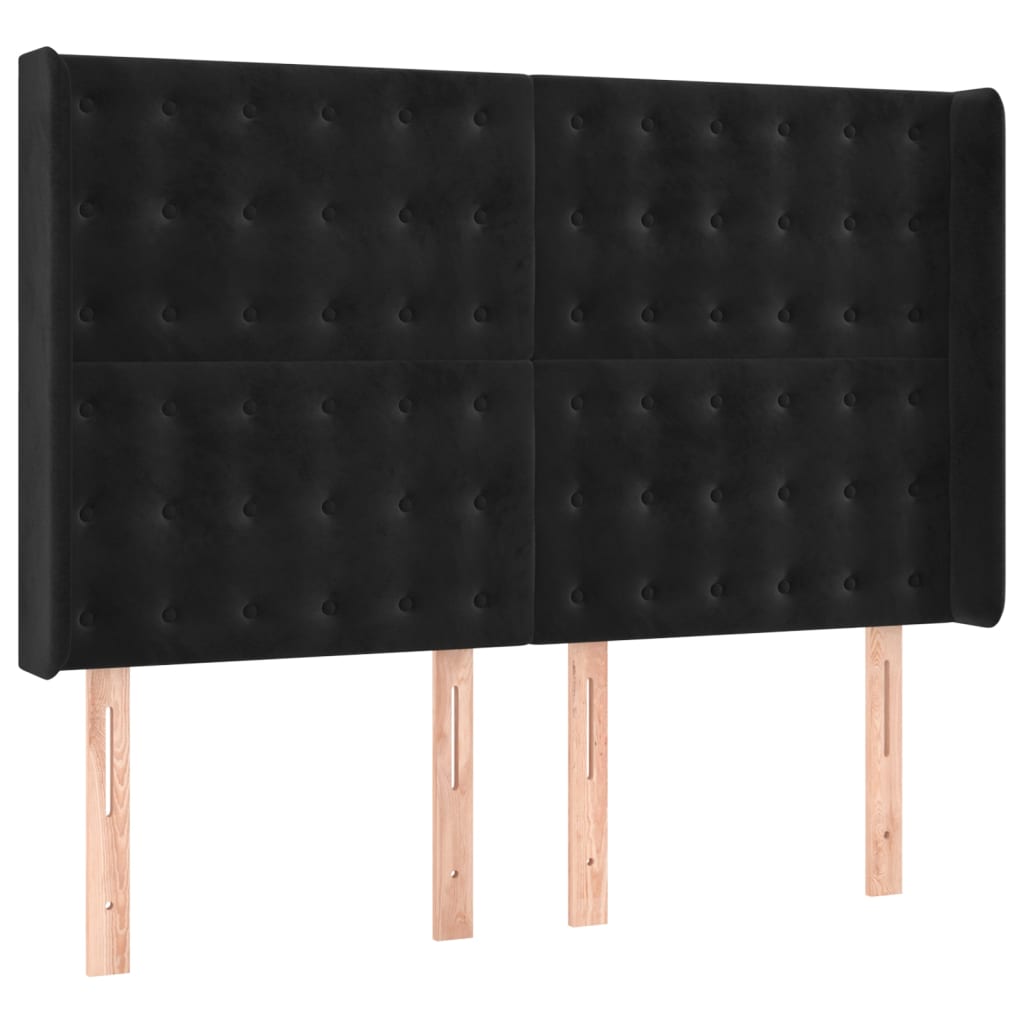 vidaXL Pat cu arcuri, saltea și LED, negru, 140x200 cm, catifea