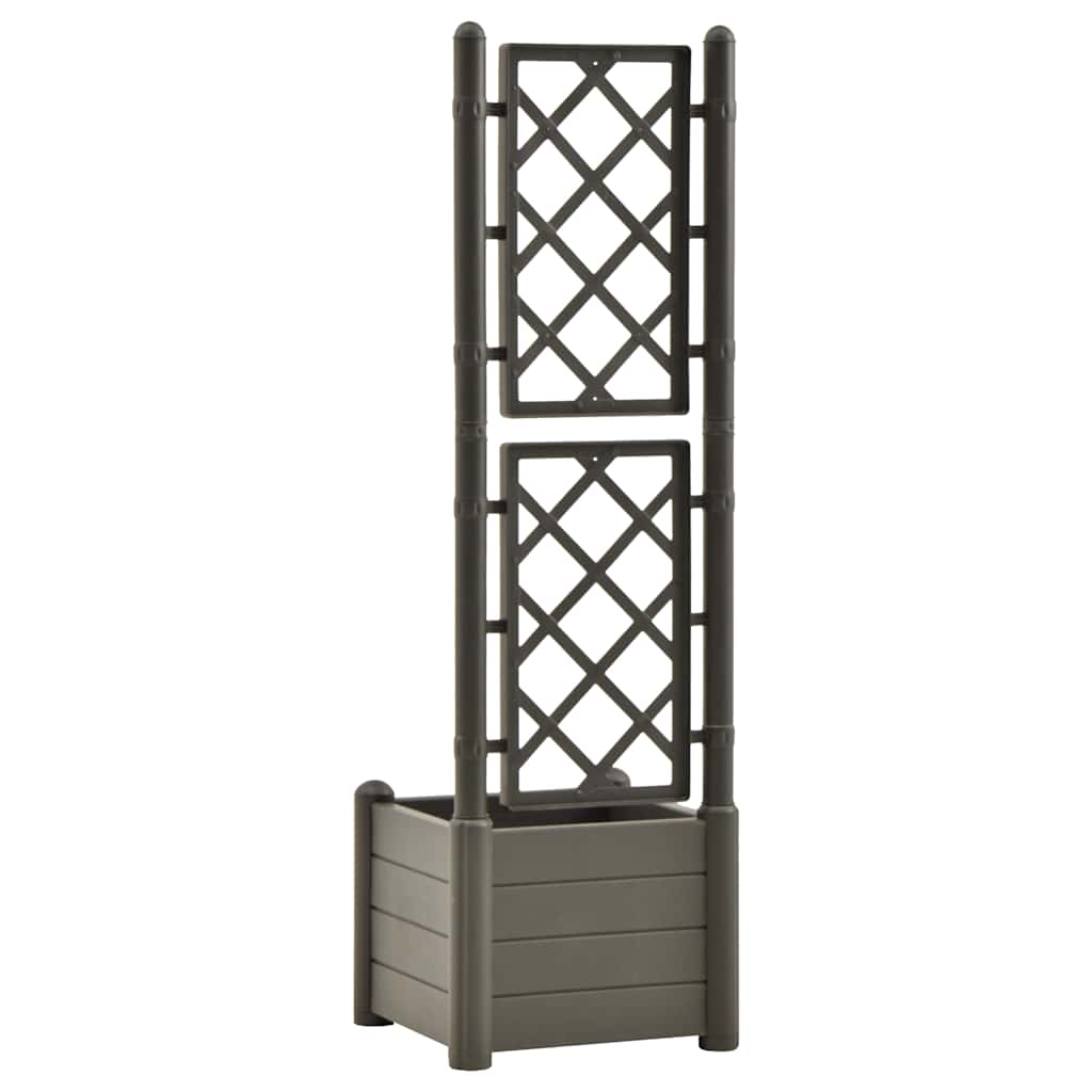 vidaXL Jardinieră de grădină cu spalier, antracit, 43x43x142 cm, PP