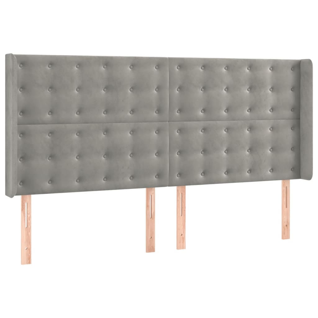 vidaXL Pat cu arcuri, saltea și LED, gri deschis, 180x200 cm, catifea