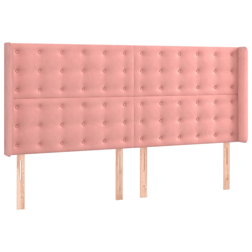 vidaXL Pat cu arcuri, saltea & LED, roz, 180x200 cm, catifea