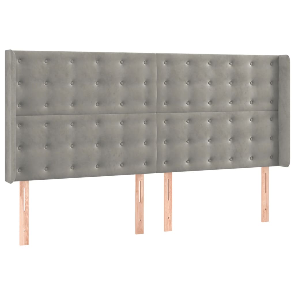 vidaXL Pat cu arcuri, saltea și LED, gri deschis, 200x200 cm, catifea