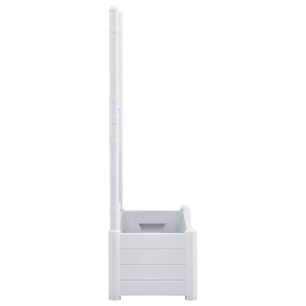 vidaXL Jardinieră de grădină cu spalier, alb, 100 x 43 x 142, PP