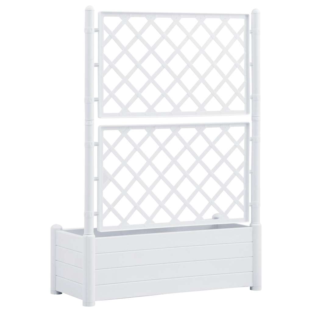 vidaXL Jardinieră de grădină cu spalier, alb, 100 x 43 x 142, PP