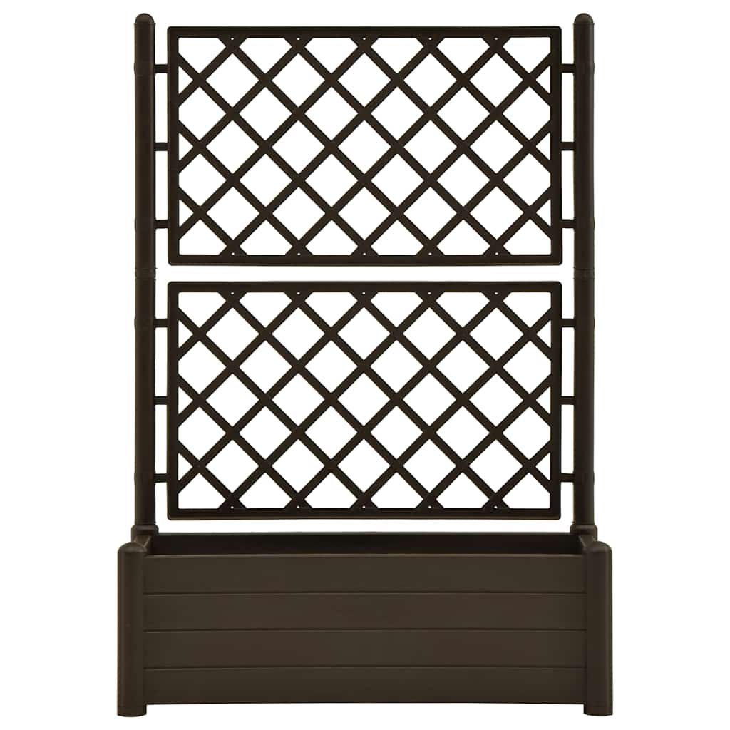 vidaXL Jardinieră de grădină cu spalier, cafeniu, 100 x 43 x 142 cm PP