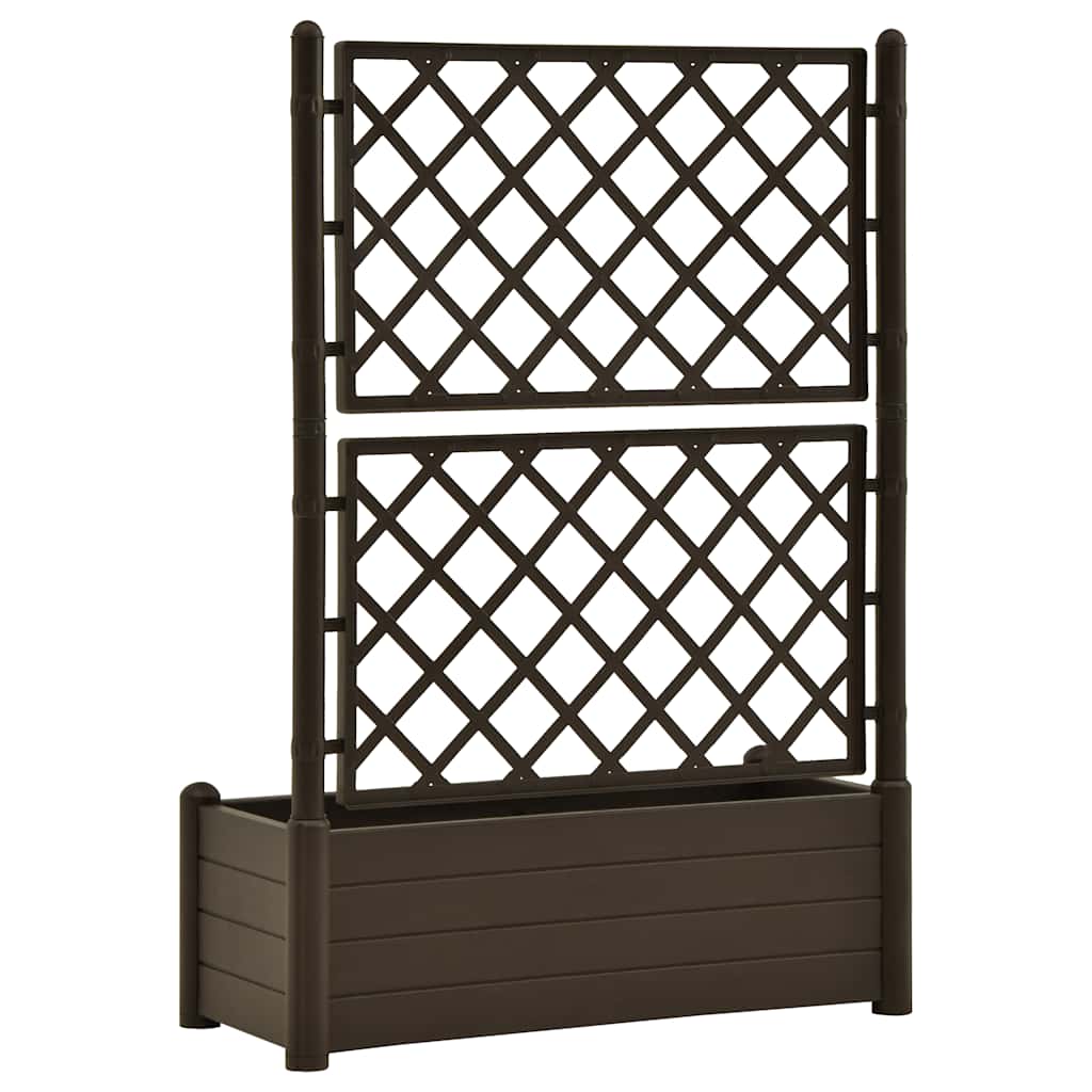 vidaXL Jardinieră de grădină cu spalier, cafeniu, 100 x 43 x 142 cm PP
