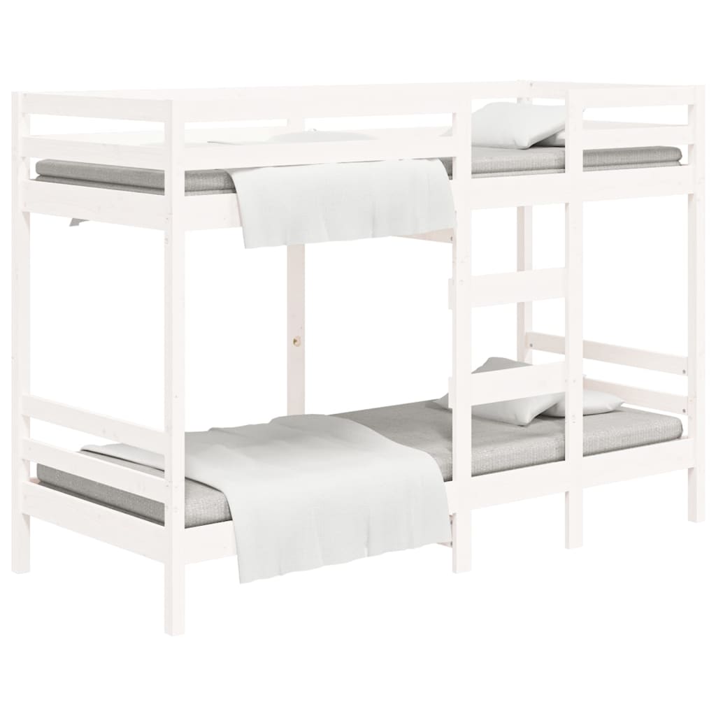 vidaXL Pat supraetajat, alb, 75x190 cm, lemn masiv de pin vidaXL Pat supraetajat, alb, 75x190 cm, lemn masiv de pin