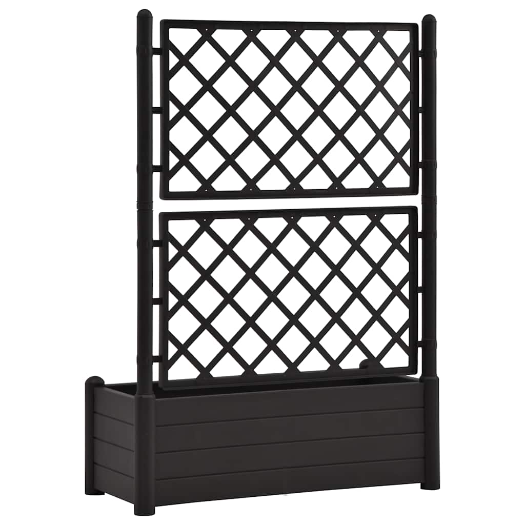 vidaXL Jardinieră de grădină cu spalier, antracit, 100x43x142, PP
