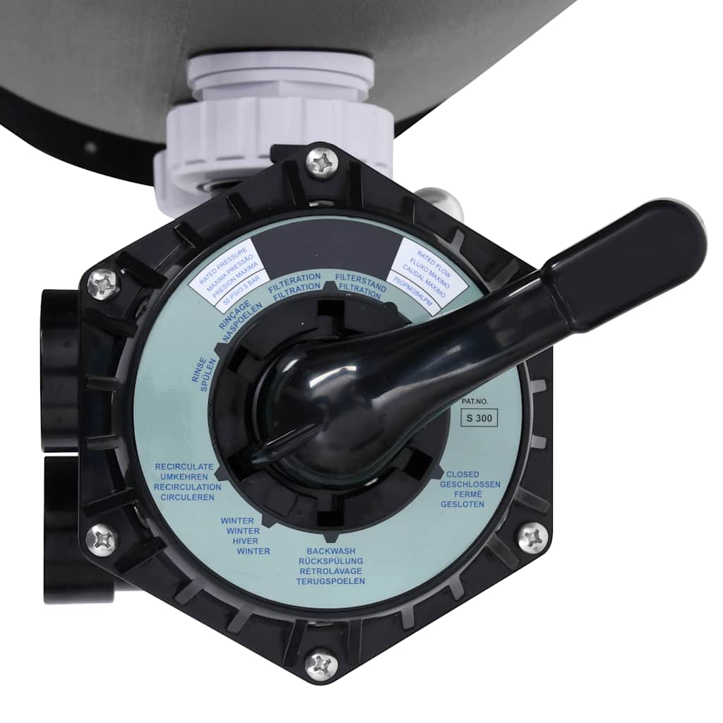 vidaXL Filtru cu nisip de piscină cu supapă 6 căi fixare laterală gri vidaXL Filtru cu nisip de piscină cu supapă 6 căi fixare laterală gri
