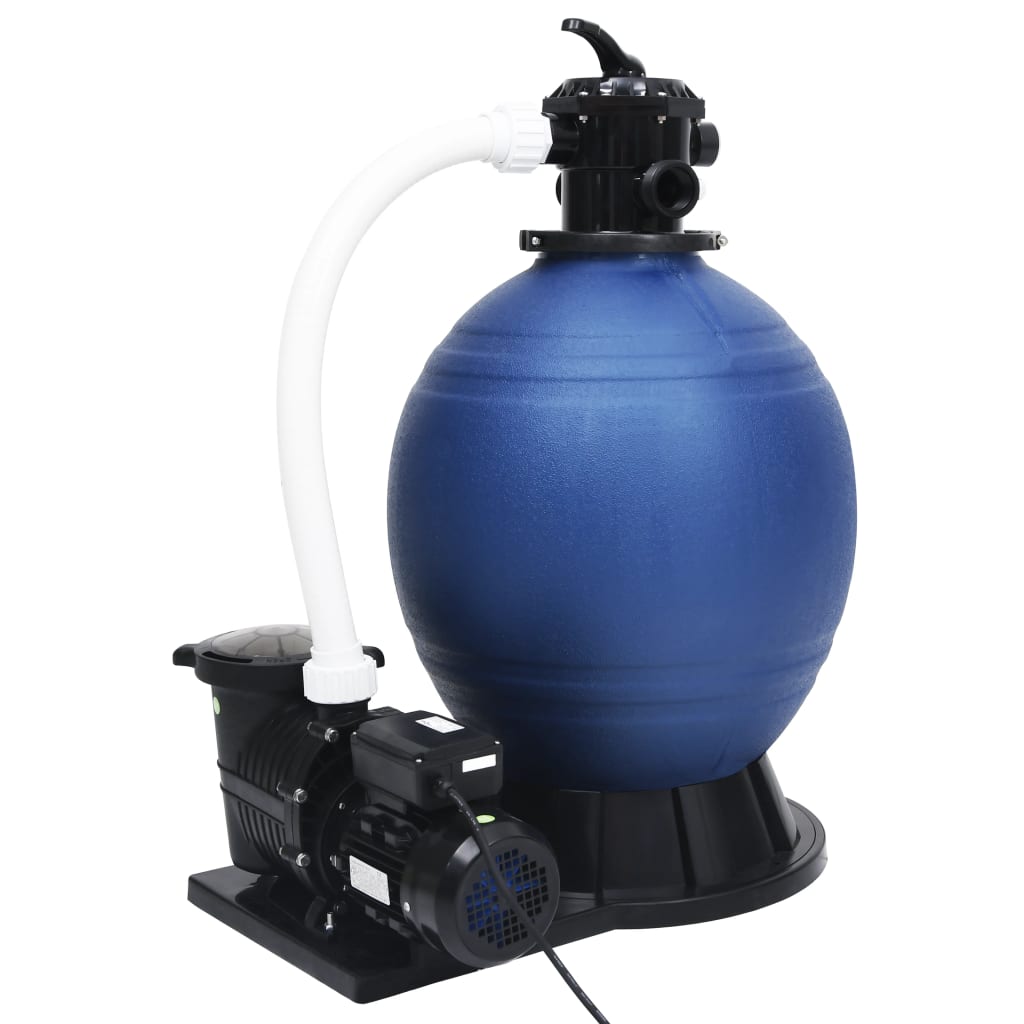 vidaXL Filtru cu nisip supapă cu 7 căi pompă de 1000 W albastru/negru vidaXL Filtru cu nisip supapă cu 7 căi pompă de 1000 W albastru/negru