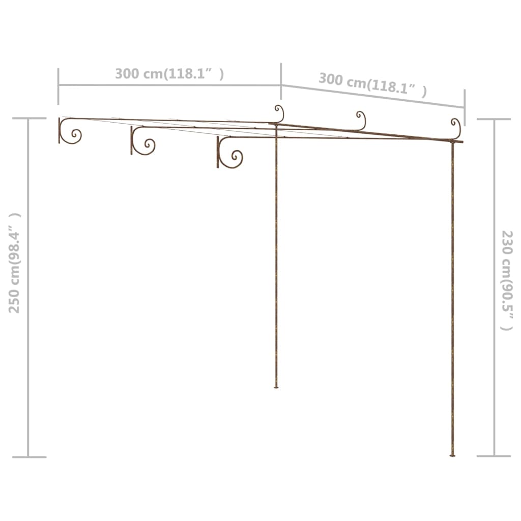 vidaXL Pergolă de grădină, maro antic, 3x3x2,5 m, fier vidaXL Pergolă de grădină, maro antic, 3x3x2,5 m, fier