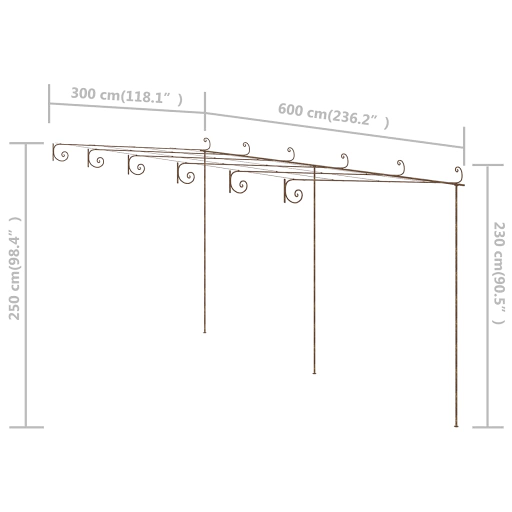 vidaXL Pergolă de grădină, maro antic, 6x3x2,5 m, fier vidaXL Pergolă de grădină, maro antic, 6x3x2,5 m, fier