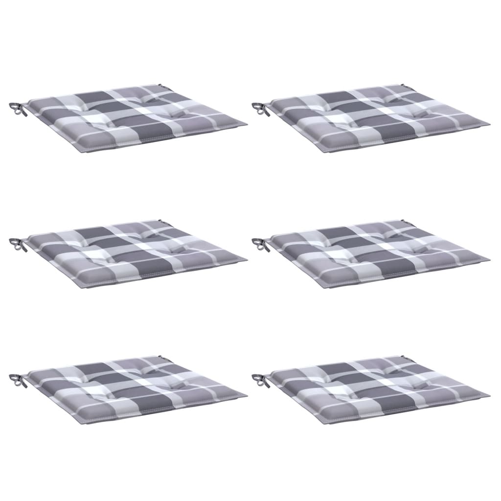 vidaXL Perne de scaun, carouri gri, 6 buc., 50x50x3 cm, textil Oxford
