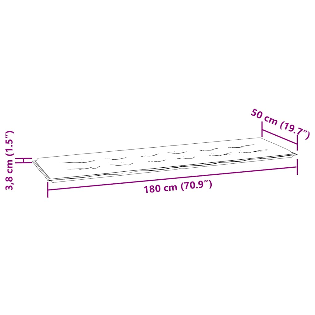 vidaXL Pernă bancă de grădină, gri carouri, 180x50x4 cm, textil Oxford