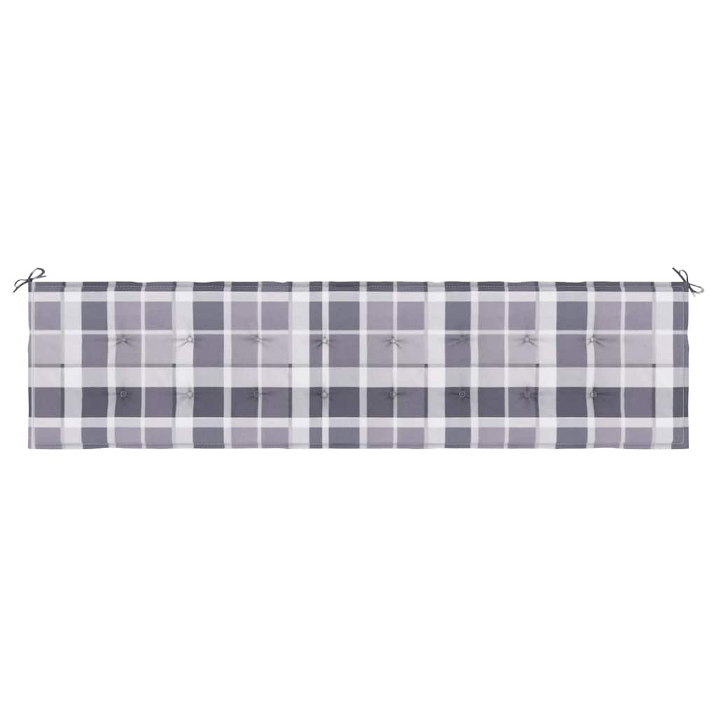 vidaXL Pernă bancă de grădină, gri carouri, 200x50x4cm, textil Oxford